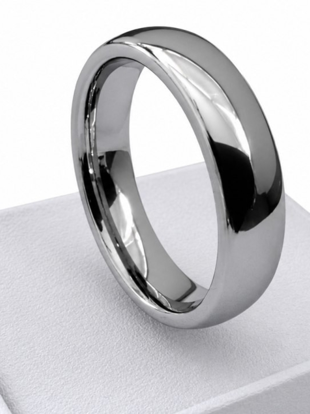 Classic Polished Unisex 6mm Wide Tungsten Silver Band Ring Various Sizes